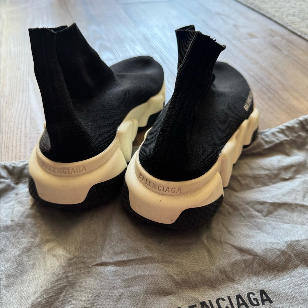 Balenciaga Women's Black and White Sock Sneakers - Picture 2 of 6